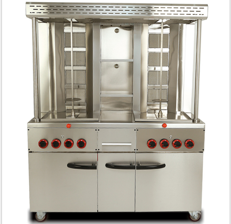 Double Gas Shawarma Machine with Cabinet