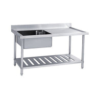 SS304 700mm Single Sink Bench With Under Shelf (1200mm)