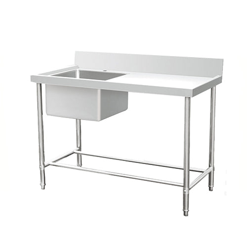 SS304 700mm Single Sink Bench With Splashback (1200mm)